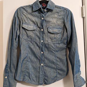Y2K Shiny Button Down Slim Fit Shirt
